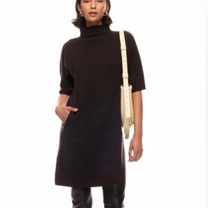 NWT ANN MASHBURN chocolate brown knit Turtleneck Dress